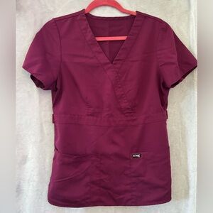 Grey's Anatomy Maroon V-Neck Women's Scrub Top